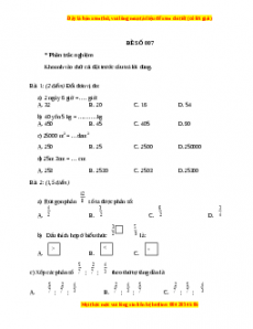 Đề thi Toán lớp 4 cuối kì 2 (Đề 7)