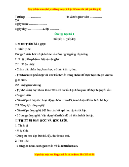 Giáo án Công nghệ 10 (Kết nối tri thức) Bài Ôn tập học kì 1
