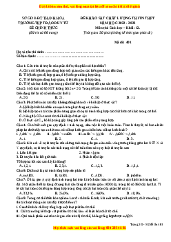 Đề thi thử Sinh học trường Đào Duy Từ - Thanh Hóa lần 1 năm 2023