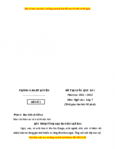 Đề thi giữa kì 1 Ngữ Văn lớp 7 Cánh diều có đáp án (Đề 2)