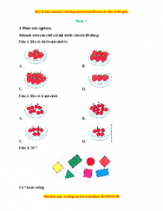 Phiếu bài tập cuối tuần Toán lớp 1 Tuần 7 Kết nối tri thức