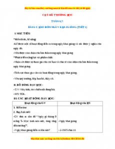 Giáo án Chào đón ngày khai giảng Tự nhiên xã hội 2 Kết nối tri thức