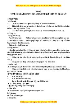 Giáo án Bài 13 Địa lí 7 Chân trời sáng tạo (2024): Vị trí địa lí, phạm vi Châu Mỹ.  Sự phát kiến ra Châu Mỹ