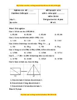 Đề thi cuối kì 2 Toán lớp 3 Chân trời sáng tạo - Đề 2