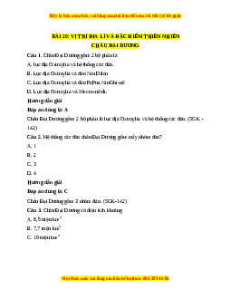 Trắc nghiệm Bài 20: Vị trí địa lí, phạm vi và đặc điểm thiên nhiên châu Đại Dương
