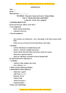 Giáo án Unit 12 Tiếng anh 3 family and friends