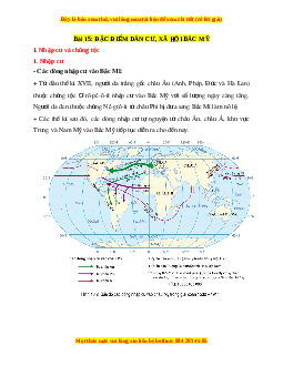 Lý thuyết Địa lý 7 Cánh diều Bài 15: Đặc điểm dân cư, xã hội Bắc Mỹ