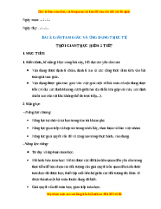 Giáo án Giải tam giác và ứng dụng thực tế Toán 10 Chân trời sáng tạo
