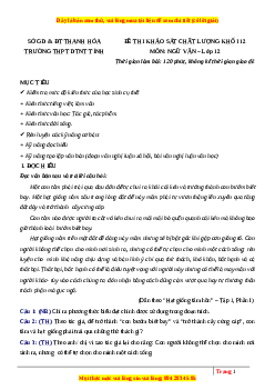 Đề thi thử Ngữ văn trường THPT  DTNT - Thanh Hóa lần 1 năm 2023