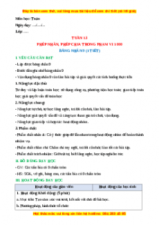 Giáo án Bảng nhân 9 Toán 3 Chân trời sáng tạo