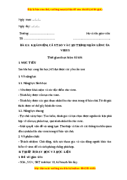 Giáo án Bài 21: Khái niệm, cấu tạo và chu trình nhân lên của virus Sinh học 10 Cánh diều