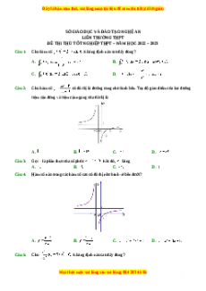 Đề thi thử Toán Liên trường Nghệ An năm 2023