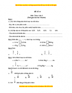 Bộ đề thi Toán 5 học kì 1 năm 2022 - 2023 - Đề 44