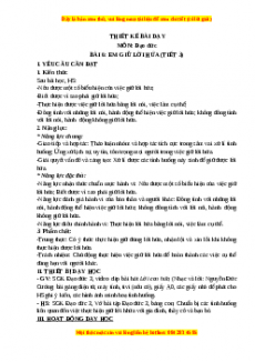 Giáo án Đạo đức 3 Chân trời sáng tạo Bài 6: Em giữ lời hứa (Tiết 3)