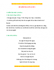 Đề thi giữa kì 1 Tiếng Việt lớp 2 Cánh diều (Đề 1)