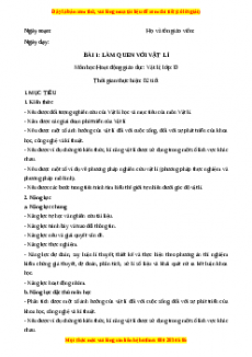 Giáo án Bài 1 Vật lí 10 Kết nối tri thức (2024): Làm quen với vật lí