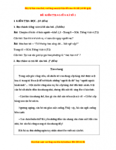 Đề thi giữa kì 2 Tiếng Việt lớp 4 (Đề 2)