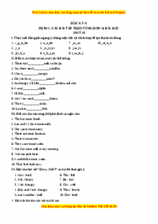 Học kỳ 2: Phần 1 Các bài tập theo từng đơn vị bài học - Unit 10- Giáo viên Mai Lan Hương đầy đủ đáp án