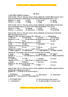 Đề thi trắc nghiệm Tiếng anh 10 năm 2022 - 2023 (Đề 22)