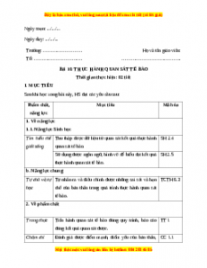 Giáo án Sinh học 10 Bài 10 (Chân trời sáng tạo): Thực hành quan sát tế bào