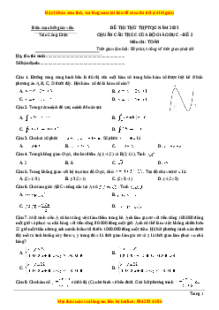 Đề thi thử THPT Quốc Gia môn Toán có đáp án (đề 2 ) - thầy Trần Công Diệu