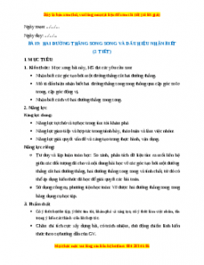 Giáo án Hai đường thẳng song song và dấu hiệu nhận biết Toán 7 Kết nối tri thức