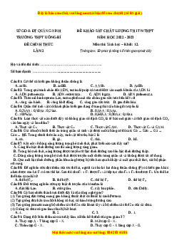 Đề thi thử Sinh học trường Uông Bí - Quảng Ninh lần 1 năm 2023