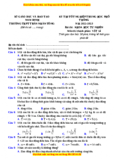 Đề thi thử Vật lí trường Trần Nhân Tông - Nam Định năm 2023