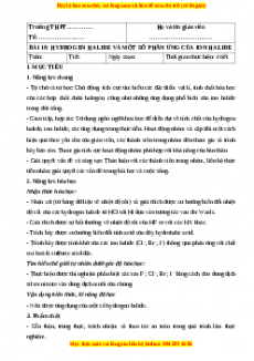 Giáo án Bài 18: Hydrogen halide và một số phản ứng của ion halide Hóa học 10 Chân trời sáng tạo