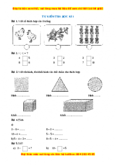 Bài tập cuối tuần Toán lớp 1 Tự kiểm tra học kì 1 Kết nối tri thức (có lời giải)