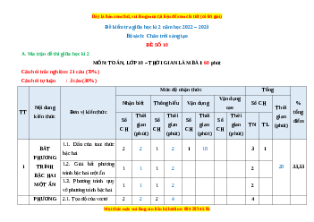 Đề thi giữa học kì 2 Toán 10 Chân trời sáng tạo có đáp án (Đề 10)