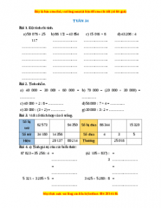 Bài tập cuối tuần Toán lớp 3 Tuần 34 Chân trời sáng tạo (có lời giải)