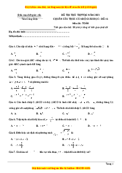 Đề thi thử THPT Quốc Gia môn Toán có đáp án (đề 15 ) - thầy Trần Công Diệu