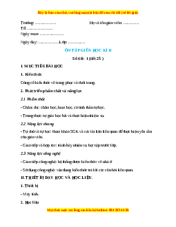 Giáo án Công nghệ 6 Ôn tập giữa học kì 2 (Cánh diều)