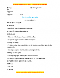 Giáo án Công nghệ 6 Ôn tập giữa học kì 2 (Cánh diều)