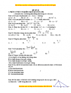 Đề thi cuối học kì 1 Toán 8 năm 2022 - 2023 - Đề 38