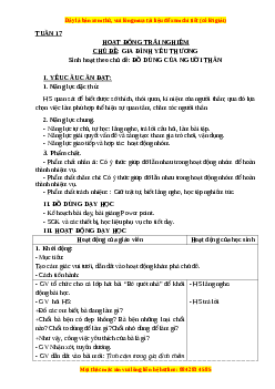 Giáo án Tuần 17: Đồ dùng của người thân Hoạt động trải nghiệm 3 Kết nối tri thức