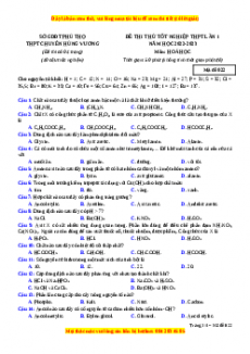 Đề thi thử Hóa học trường Chuyên Hùng Vương lần 1 năm 2023