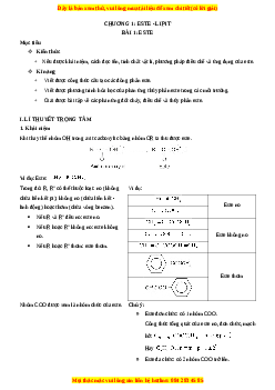 Chuyên đề luyện thi Hóa học 12 năm 2023 cực hay - Phần 1: Este - Lipit
