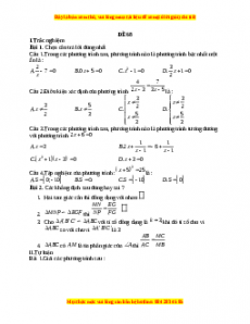 Đề thi giữa kì 2 Toán 8 năm 2023 - Đề 68