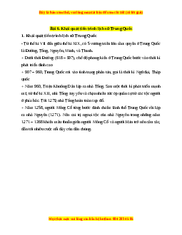 Lý thuyết Lịch sử 7 Cánh diều Bài 6: Khái quát tiến trình lịch sử Trung Quốc