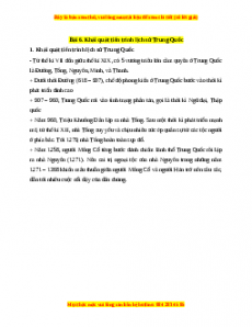 Lý thuyết Lịch sử 7 Cánh diều Bài 6: Khái quát tiến trình lịch sử Trung Quốc
