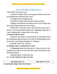 Giáo án TNXH 1 Chân trời sáng tạo Em ăn uống lành mạnh