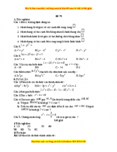 Đề thi giữa kì 1 Toán 8 năm 2023 - Đề 79