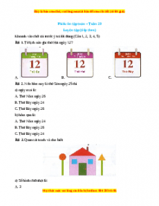 Bài tập cuối tuần Toán lớp 1 Tuần 29 Chân trời sáng tạo (có lời giải)