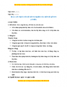 Giáo án Lũy thừa với số mũ tự nhiên của một số hữu tỉ Toán 7 Kết nối tri thức học kì 1