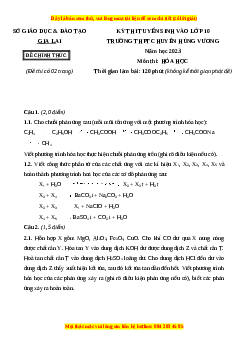 Đề thi vào 10 môn Hóa học năm 2023 - Trường THPT Chuyên Hùng Vương