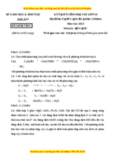 Đề thi vào 10 môn Hóa học năm 2023 - Trường THPT Chuyên Hùng Vương