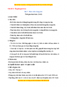 Giáo án Tin học 7 Chủ đề 4 Bài 7 (Chân trời sáng tạo): Phần mềm bảng tính