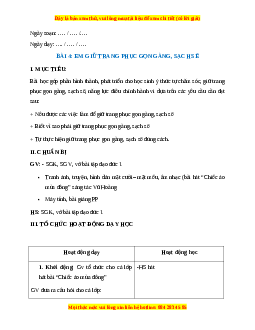 Giáo án Bài 4 Đạo đức 1 Kết nối tri thức: Em giữ trang phục gọn gàng, sạch sẽ